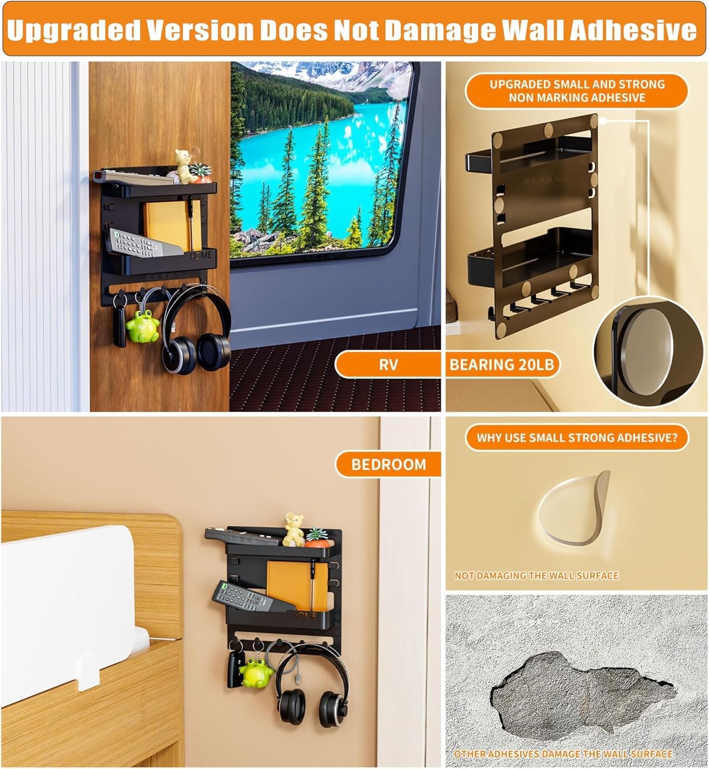 Bedside Shelf Wall Mount and Wall Nightstand for Bedroom,Rv,Dor