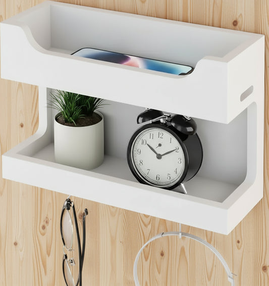 Nihome Wall Mounted Wooden Bedside Accessories Organizer
