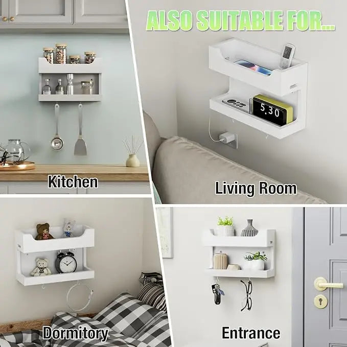 Nihome Wall Mounted Wooden Bedside Accessories Organizer